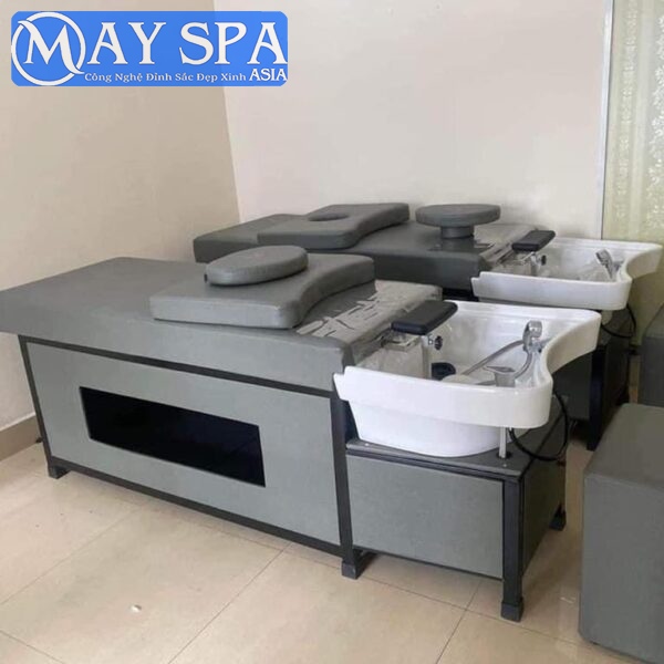 Giường gội đầu dưỡng dinh Spa chân sắt chậu nhựa tai thỏ