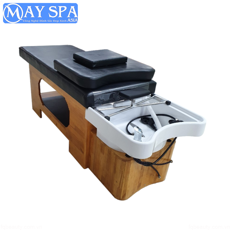 Giường gội đầu dưỡng sinh massage gỗ thông bồn sứ GG513