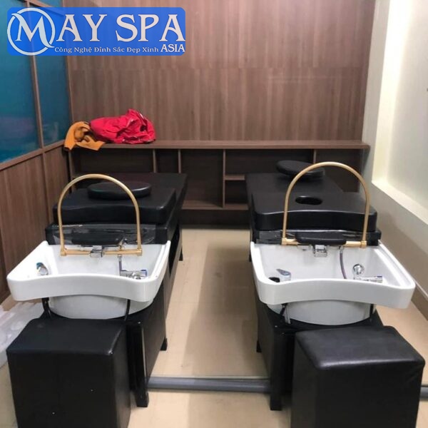 Giường Gội Đầu Dưỡng Sinh Spa Chân Sắt Chậu Sứ Tai Thỏ