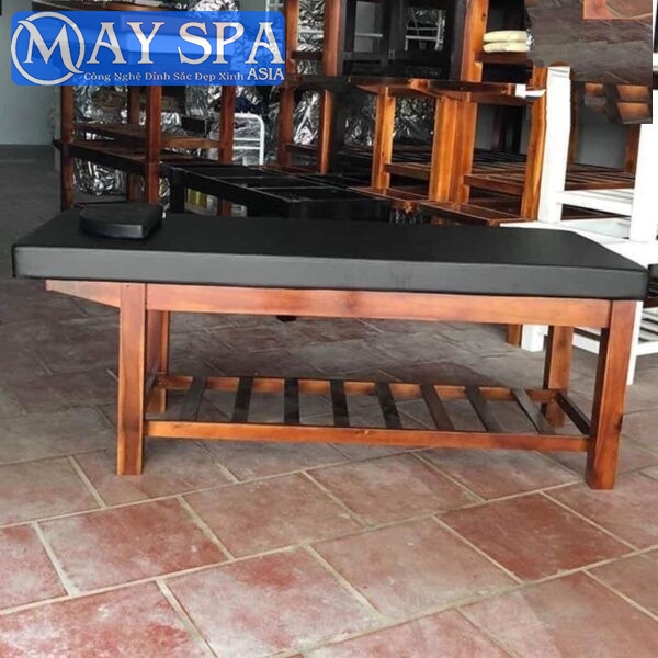 Giường Massage Spa chân gỗ màu đen kích thước 185x75cm