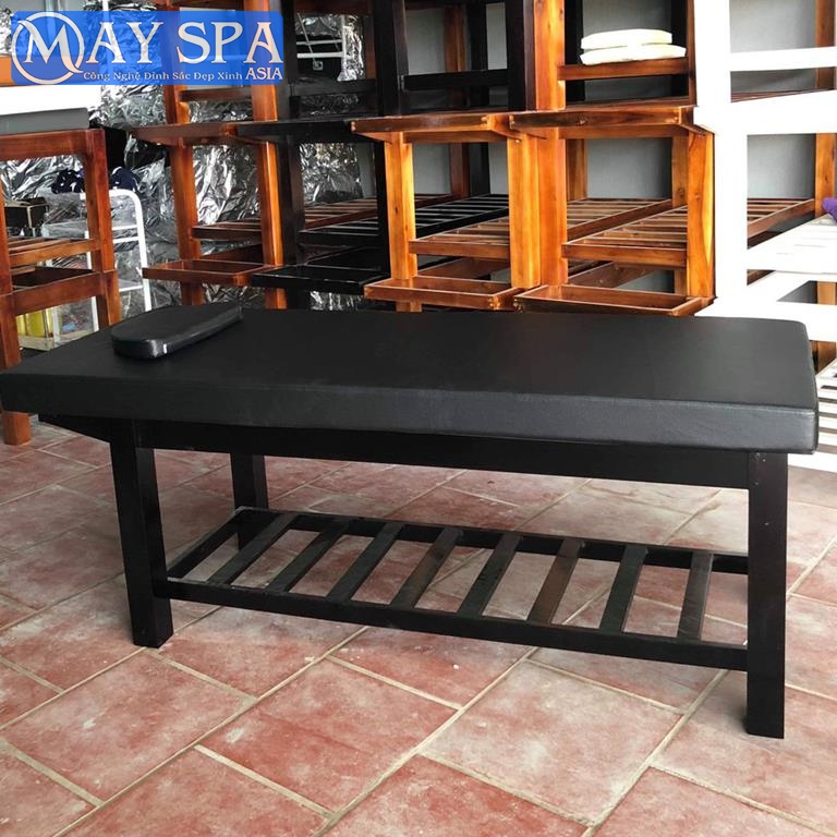 Giường Massage Spa chân gỗ màu đen kích thước 185x75cm