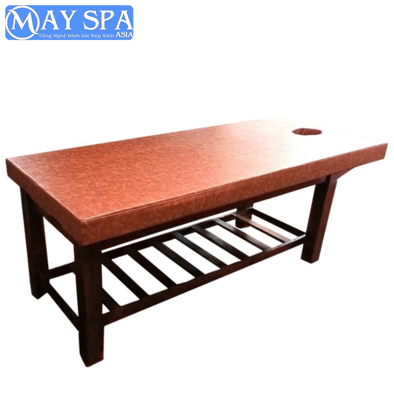 Giường Massage Spa chân gỗ màu nâu kích thước 185x75cm