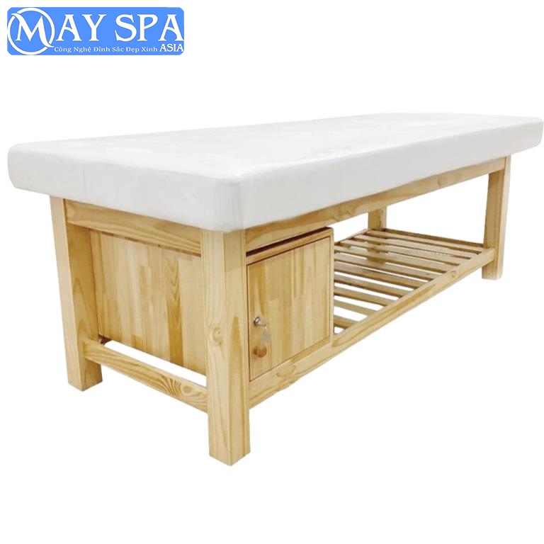 Giường massage spa gỗ thông cao cấp có tủ kích thước 180x70cm